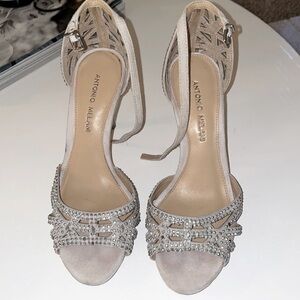 Light Grey Rhinestone Heels